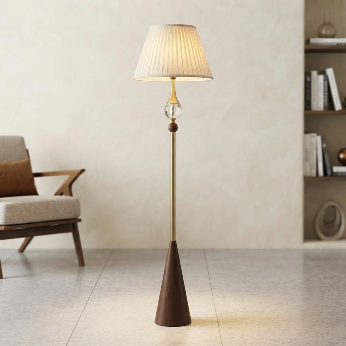 floor lamp metal crystal cone golden 61''x16.5'' china
