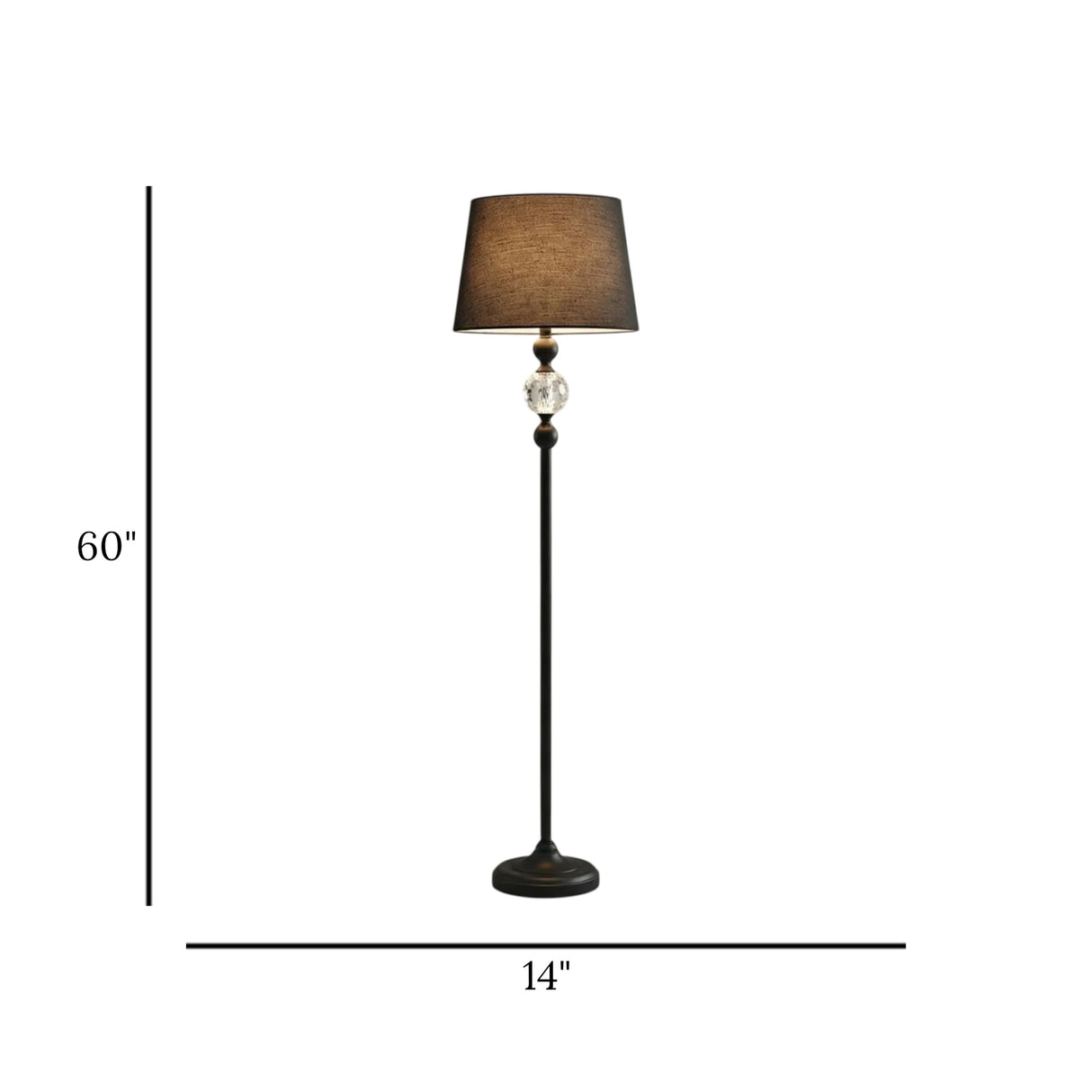 floor lamp metal crystal black 60''x14'' china