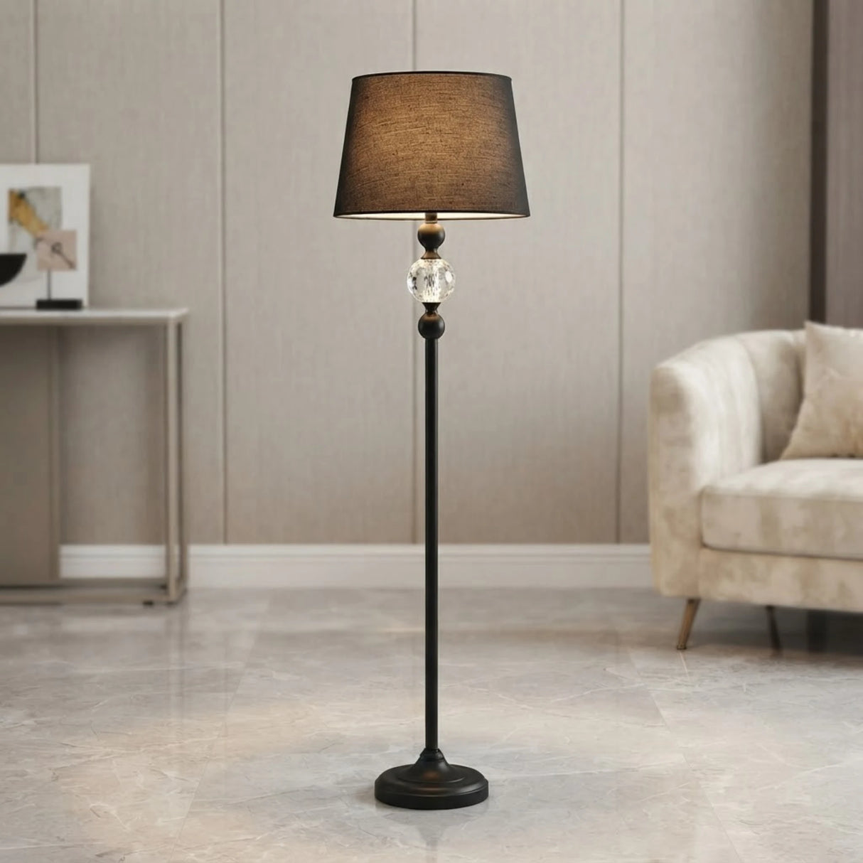 floor lamp metal crystal black 60''x14'' china