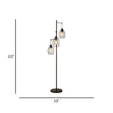floor lamp metal hanging cage 3s black 63''x10'' china