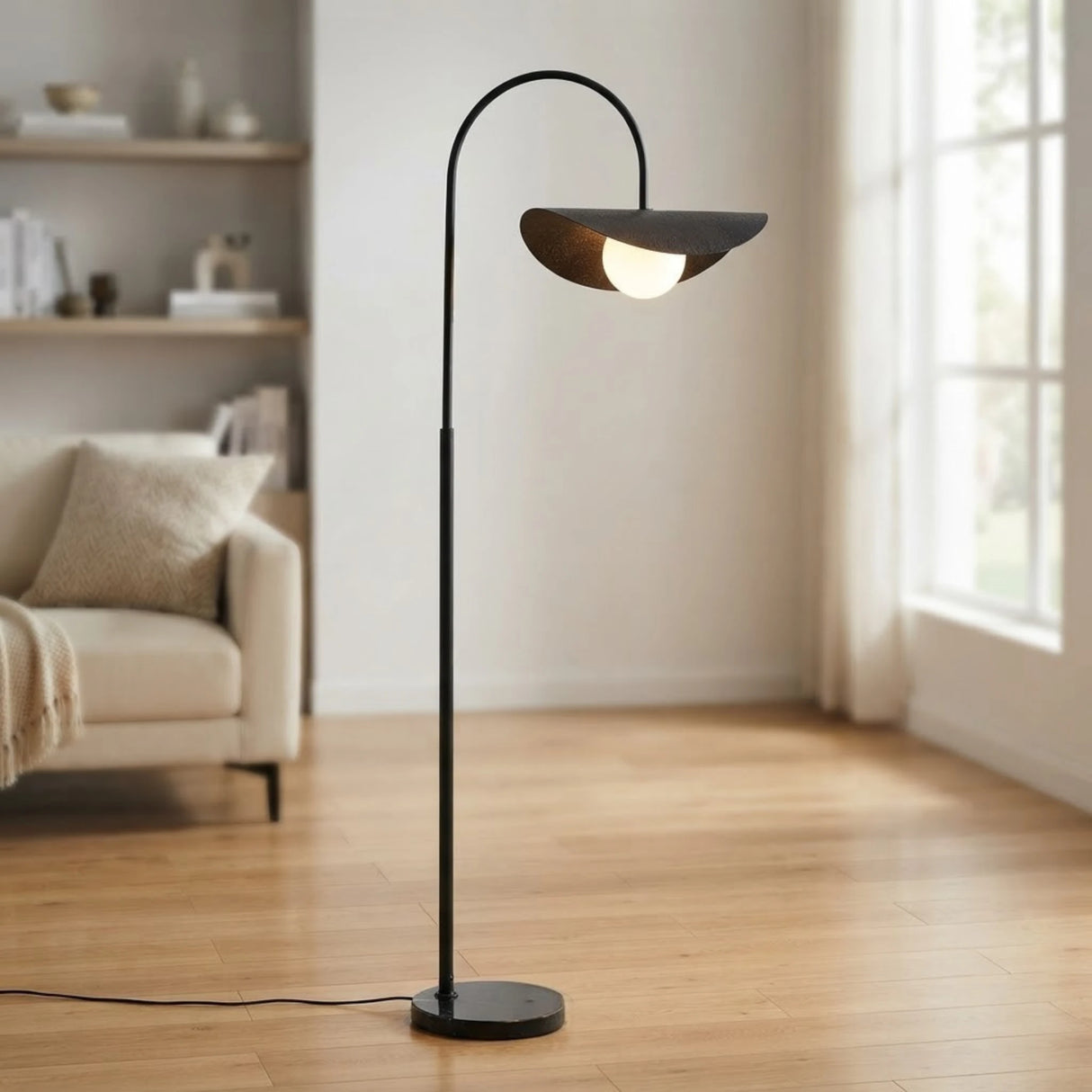 metal floor lamp globe 1s shade black 64''x20'' china