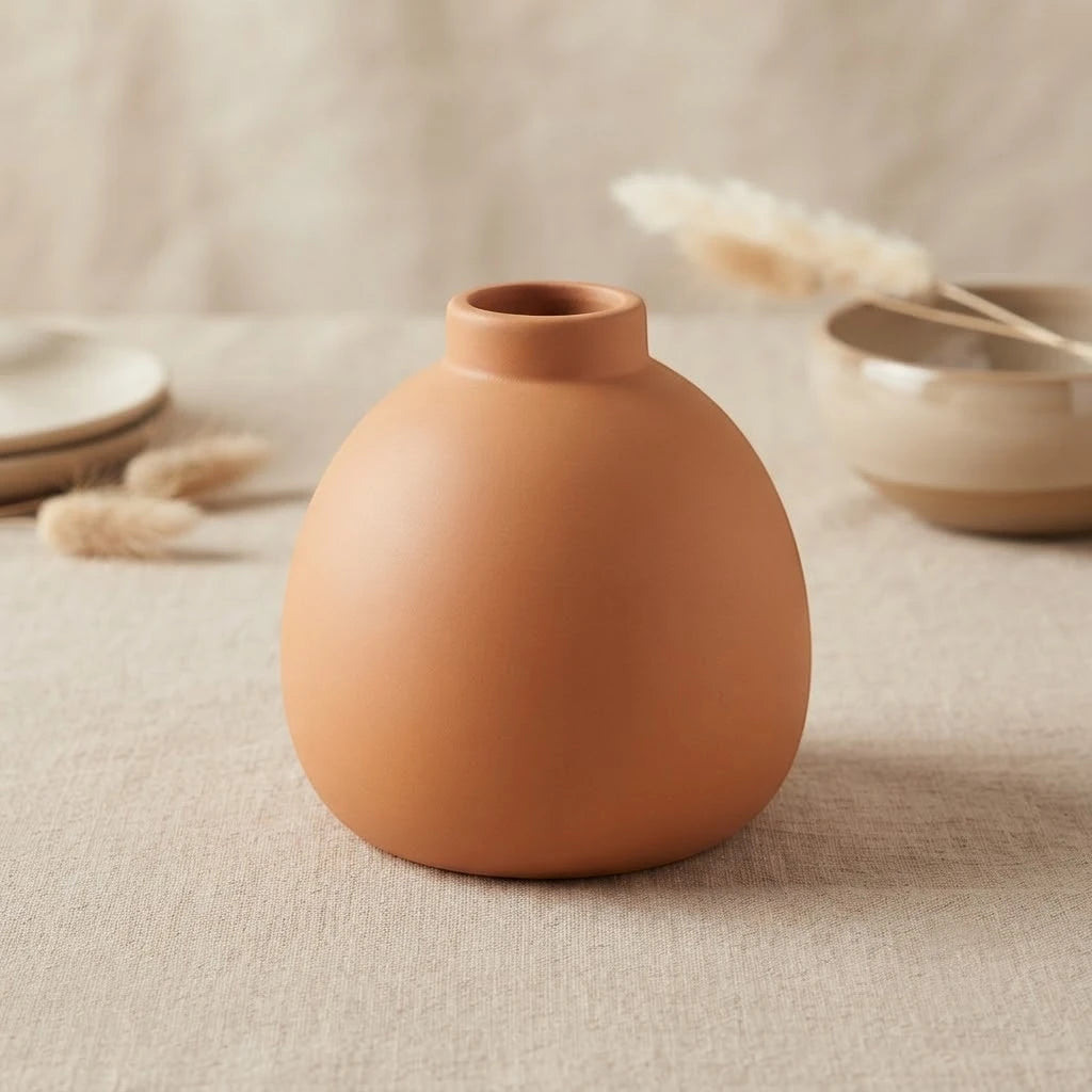 ceramic vase narrow neck peach small 4''x3'' china