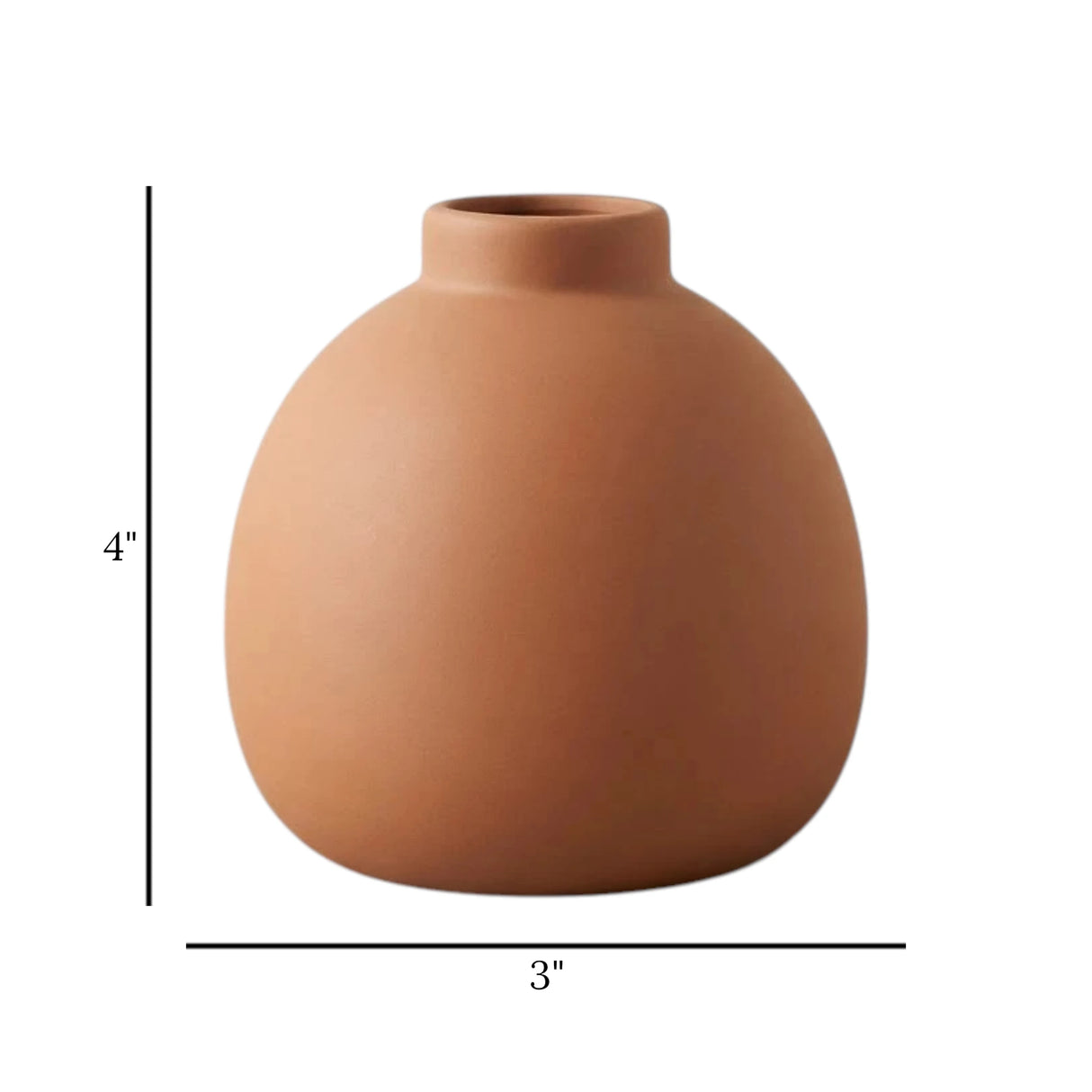 ceramic vase narrow neck brown small 4''x3'' china