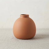 ceramic vase narrow neck brown small 4''x3'' china