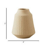 ceramic vase ribbed grooved lines small off white 5"x4" china