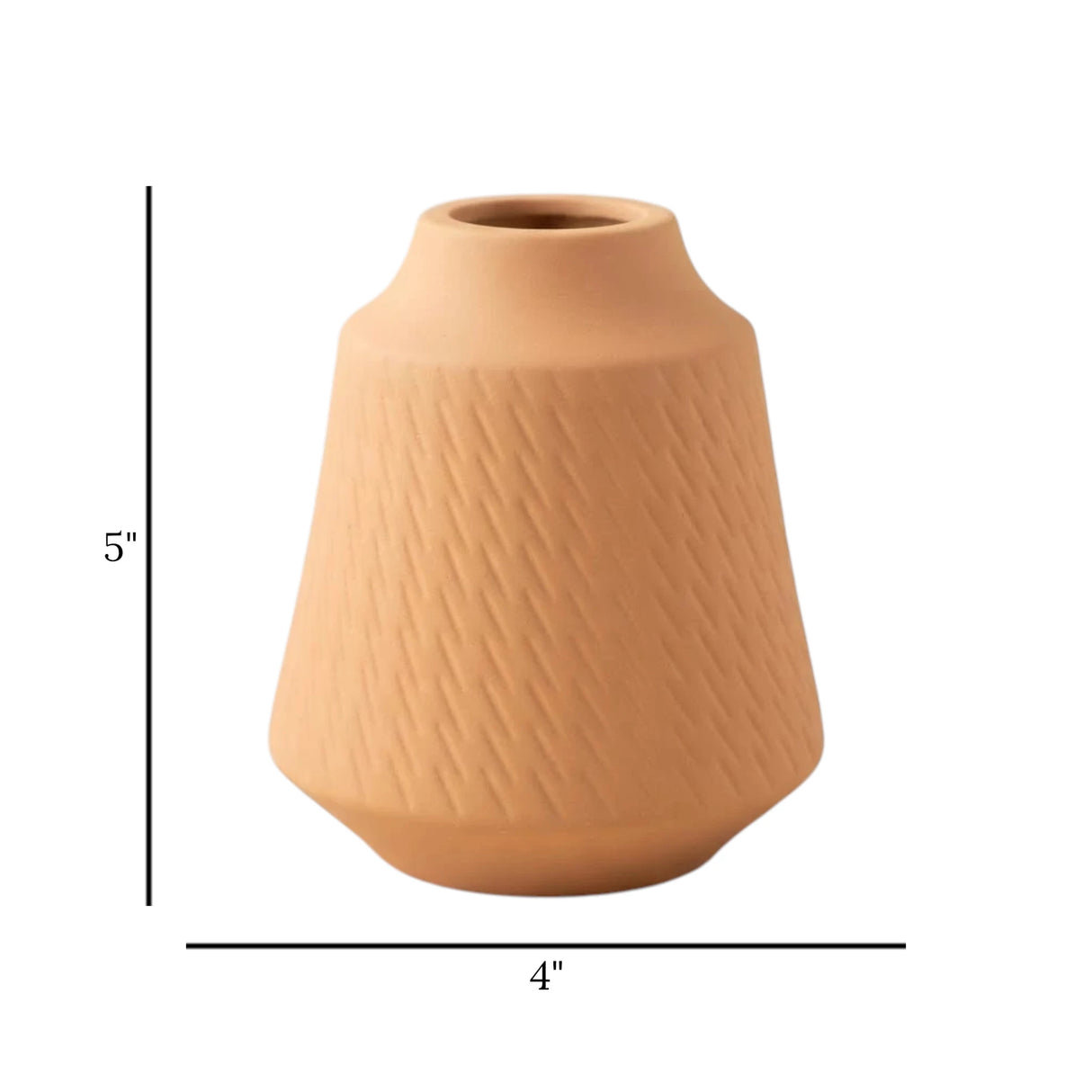 ceramic vase ribbed grooved lines small peach 5"x4" china