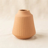 ceramic vase ribbed grooved lines small peach 5"x4" china