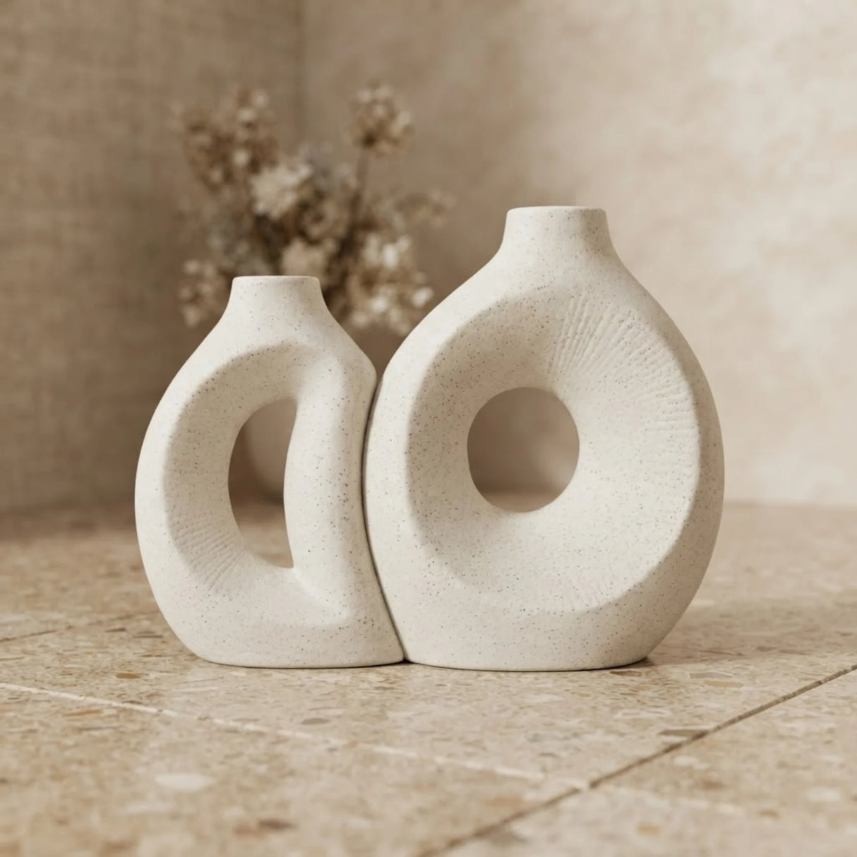 ceramic vase donut shape white 7''x4'',8''x7'' china
