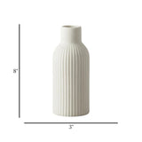 ceramic vase ribbed lines white medium 8''x3'' china