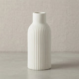 ceramic vase ribbed lines white medium 8''x3'' china