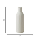 ceramic vase ribbed lines white large 10''x3'' china