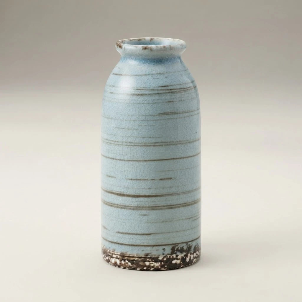 ceramic vase bottle shape sky blue medium 6''x3'' china