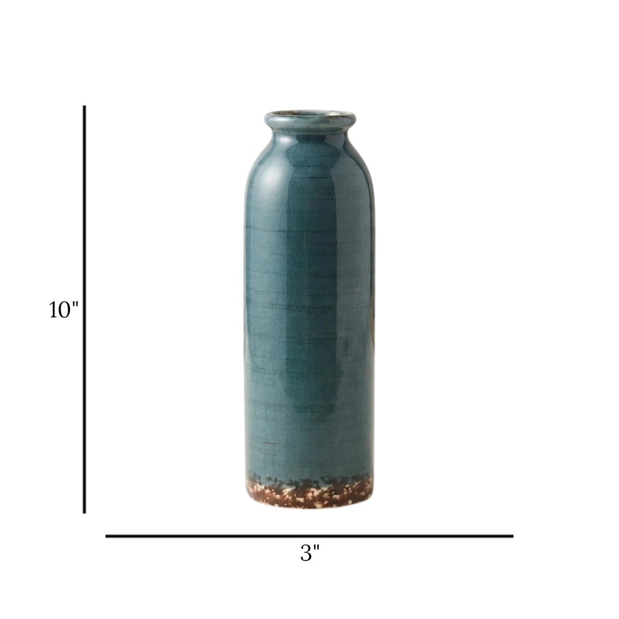 ceramic vase bottle shape blue large 10''x3'' china