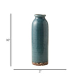 ceramic vase bottle shape blue large 10''x3'' china