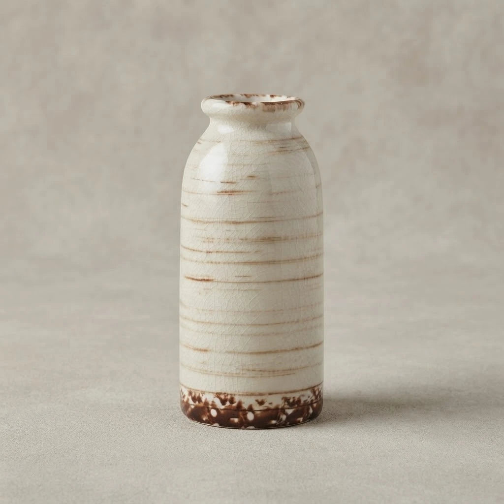 ceramic vase bottle shape off white medium 6''x3'' china