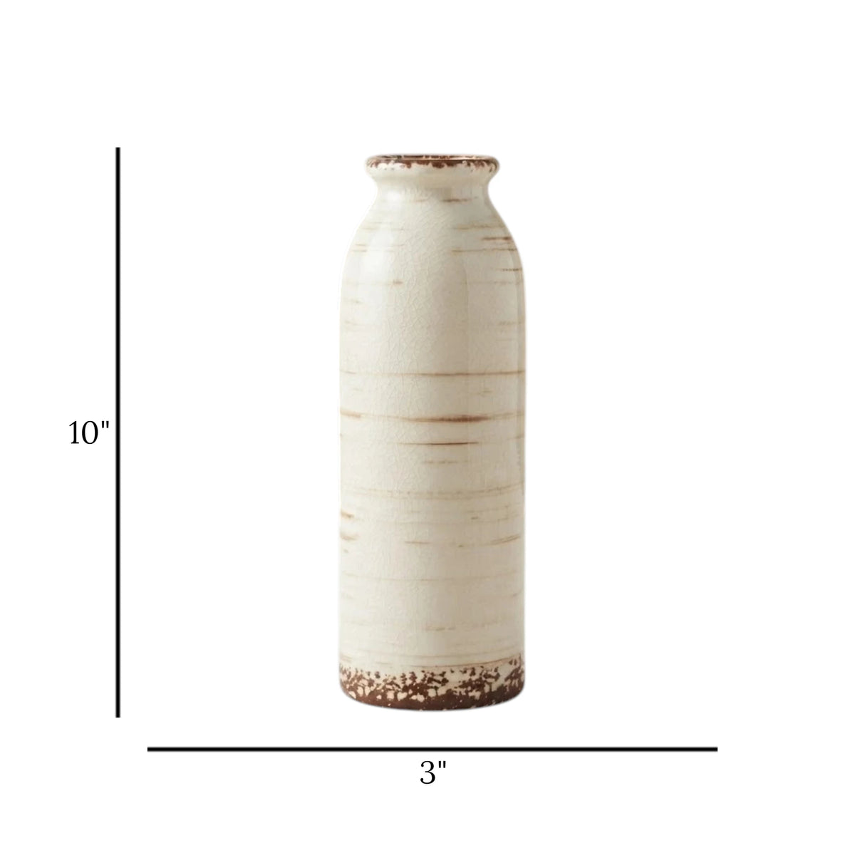 ceramic vase bottle shape off white large 10''x3'' china