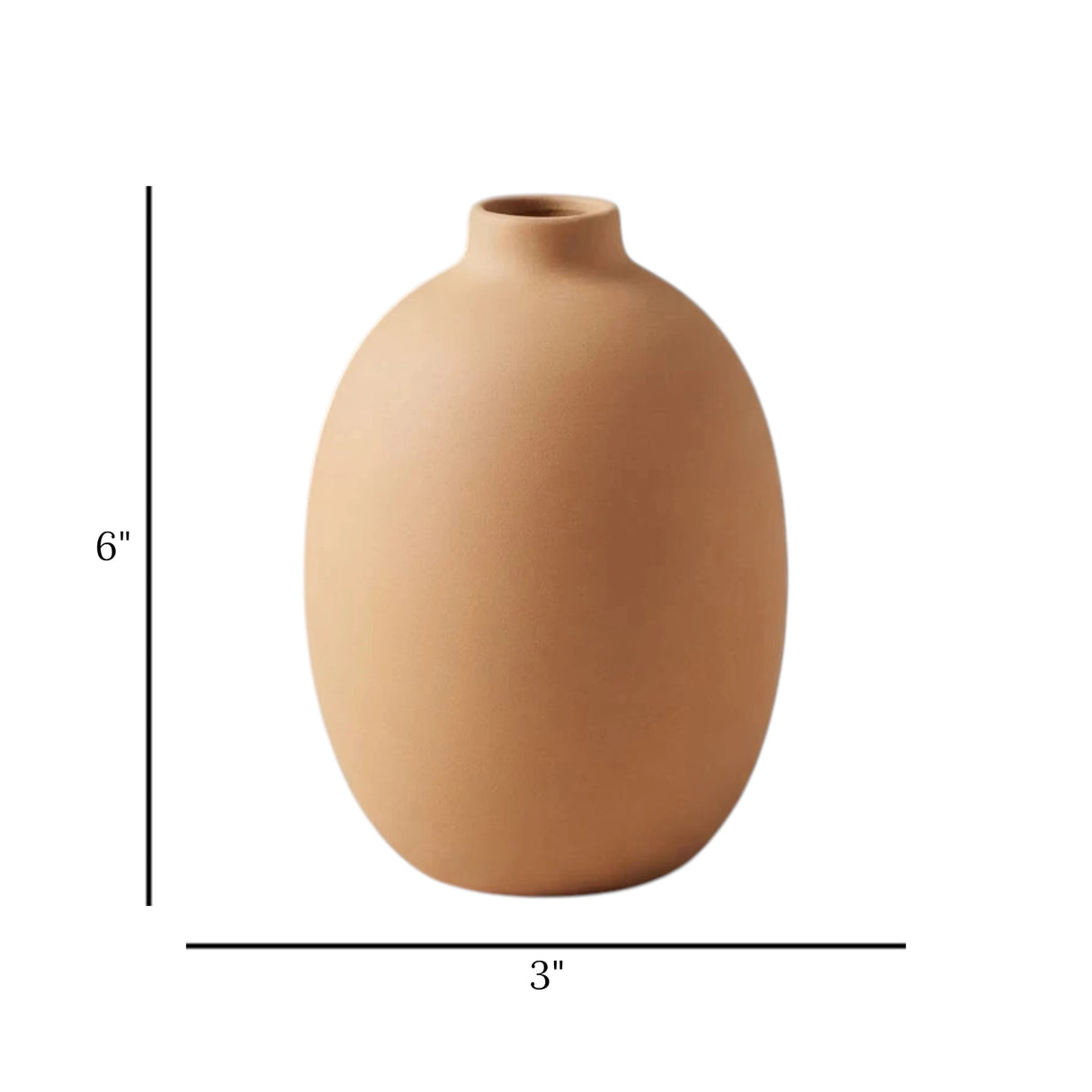ceramic vase narrow neck orange medium 6''x3'' china