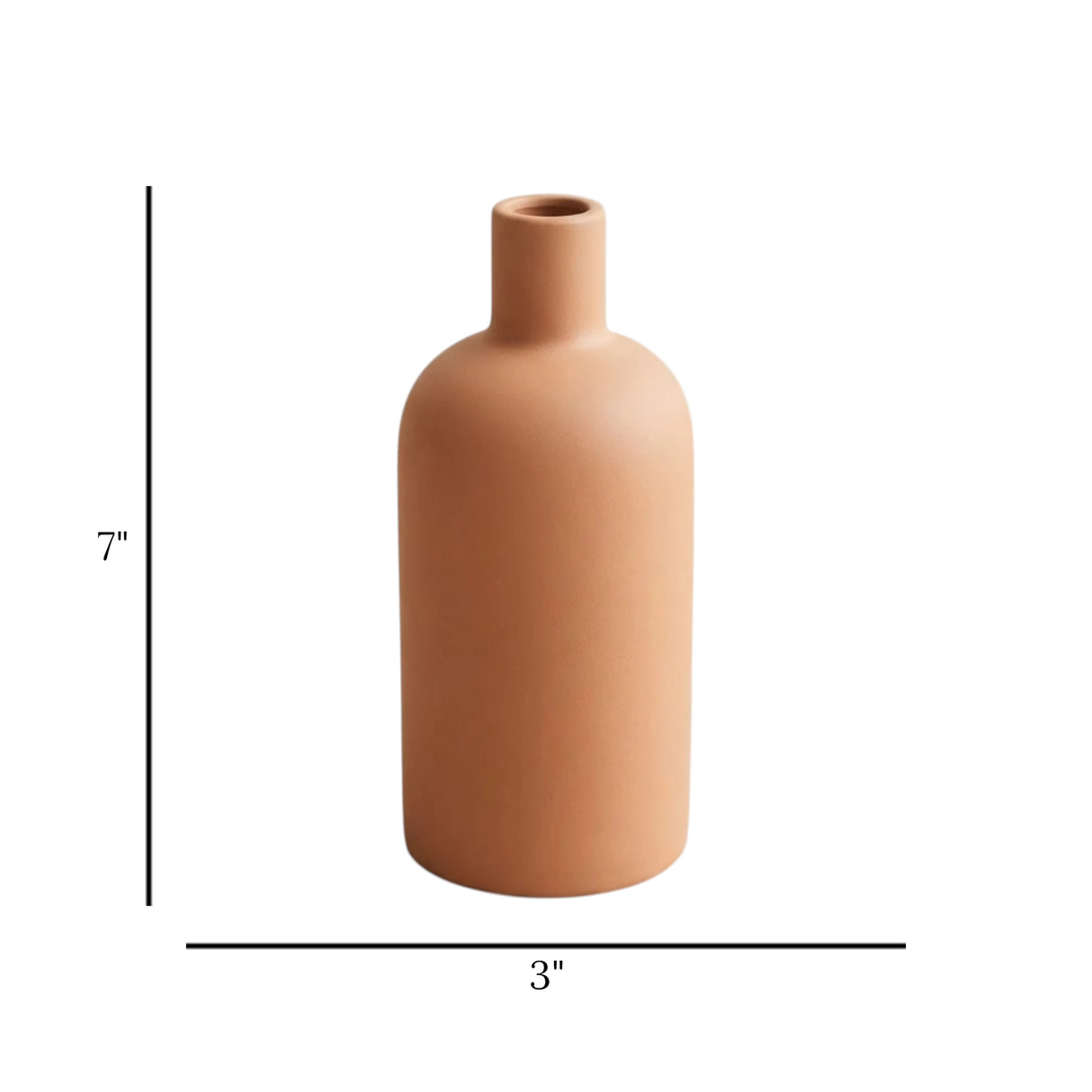 ceramic vase narrow neck brown large 7''x3'' china