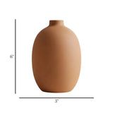ceramic vase narrow neck brown medium 6''x3'' china