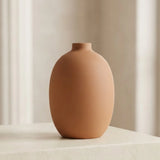 ceramic vase narrow neck brown medium 6''x3'' china