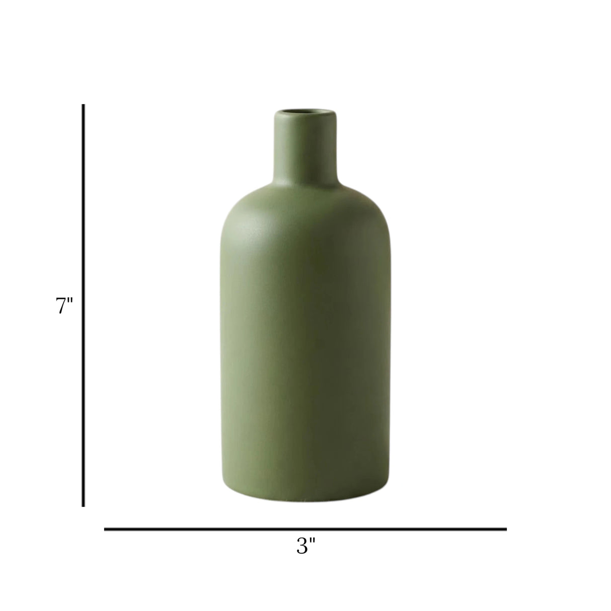 ceramic vase narrow neck green large 7''x3'' china