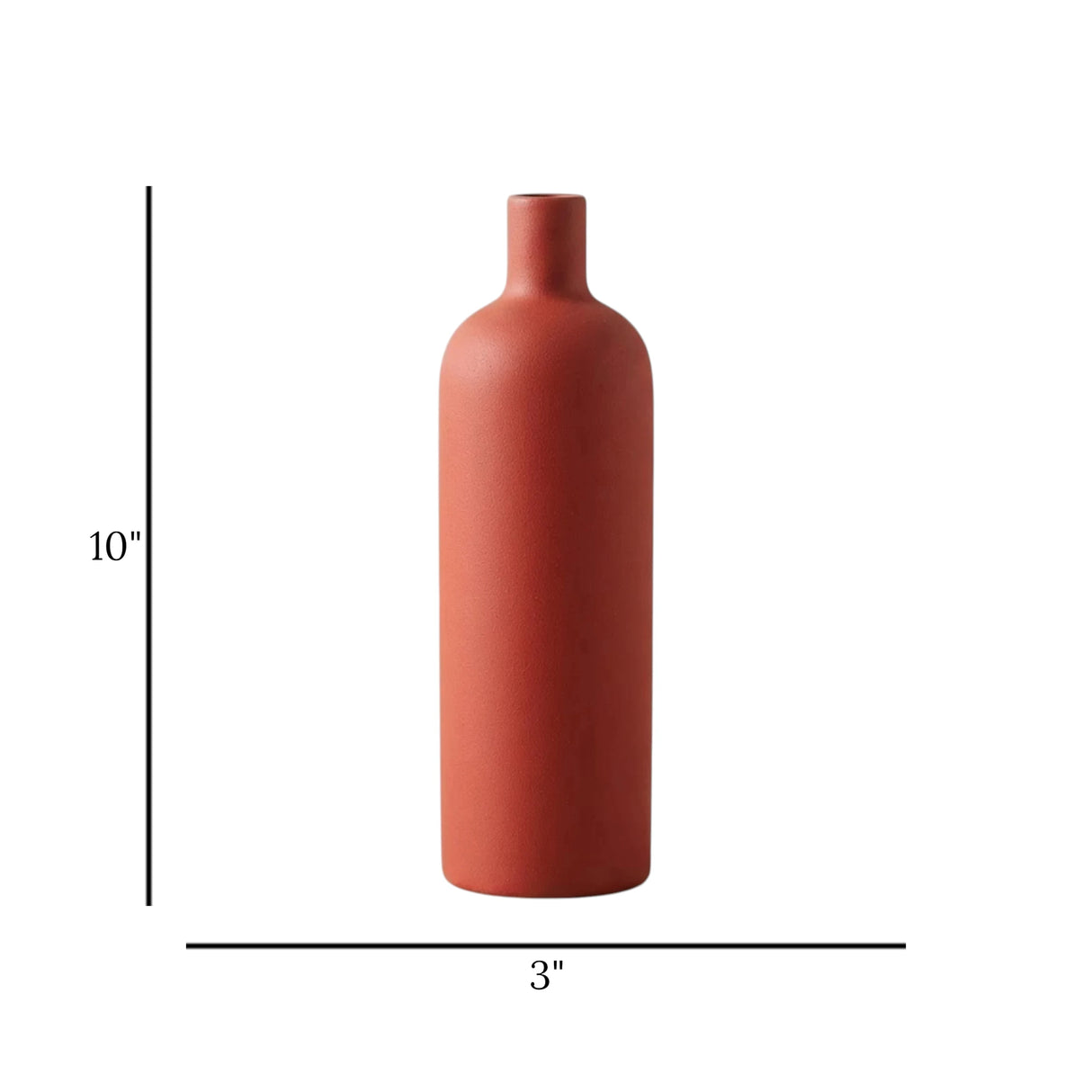 ceramic vase narrow neck red xl 10''x3'' china