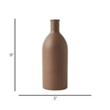 ceramic vase narrow neck brown large 9''x3'' china