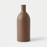 ceramic vase narrow neck brown large 9''x3'' china