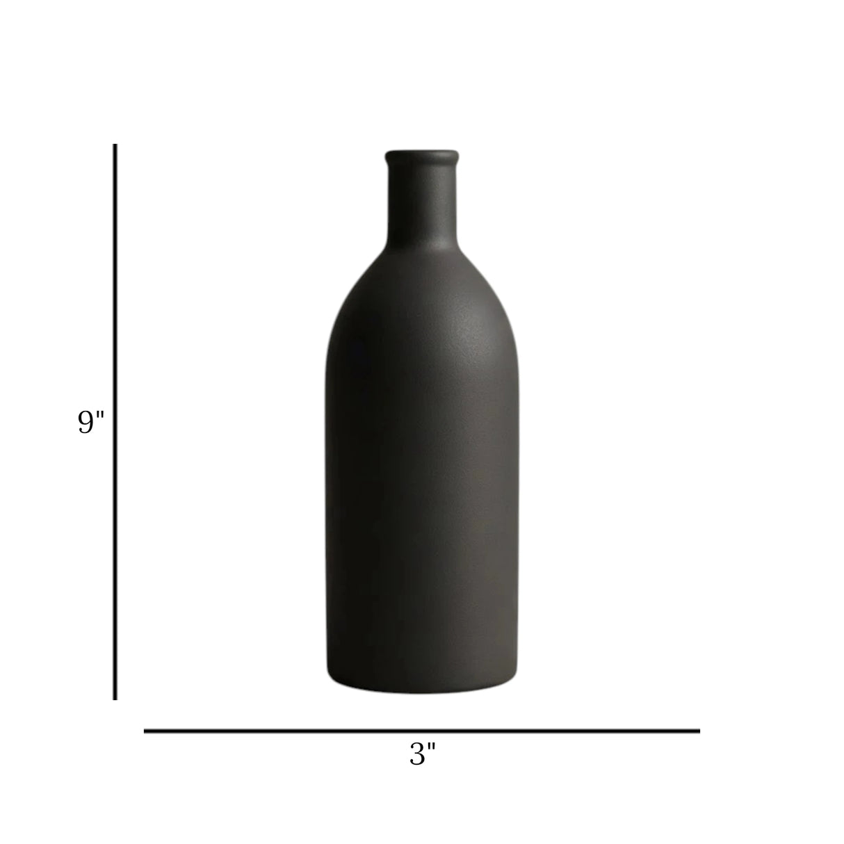 ceramic vase narrow neck black large 9''x3'' china