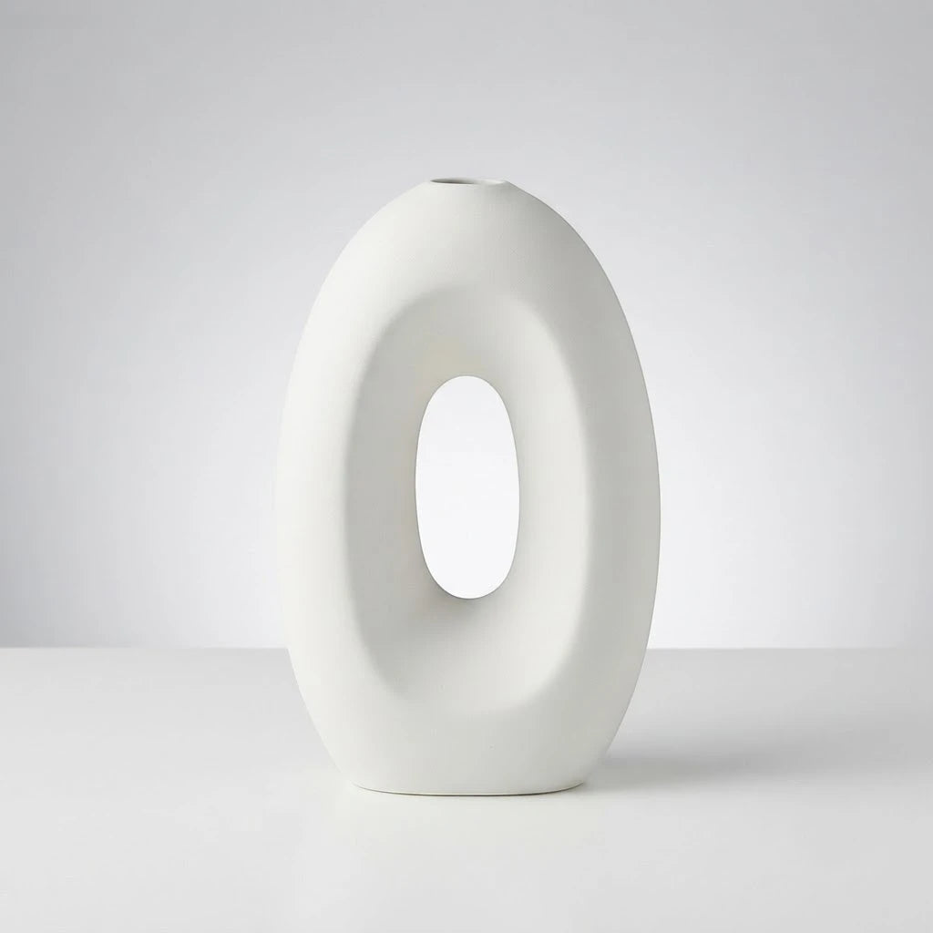 ceramic vase donut white medium 8''x5'' china