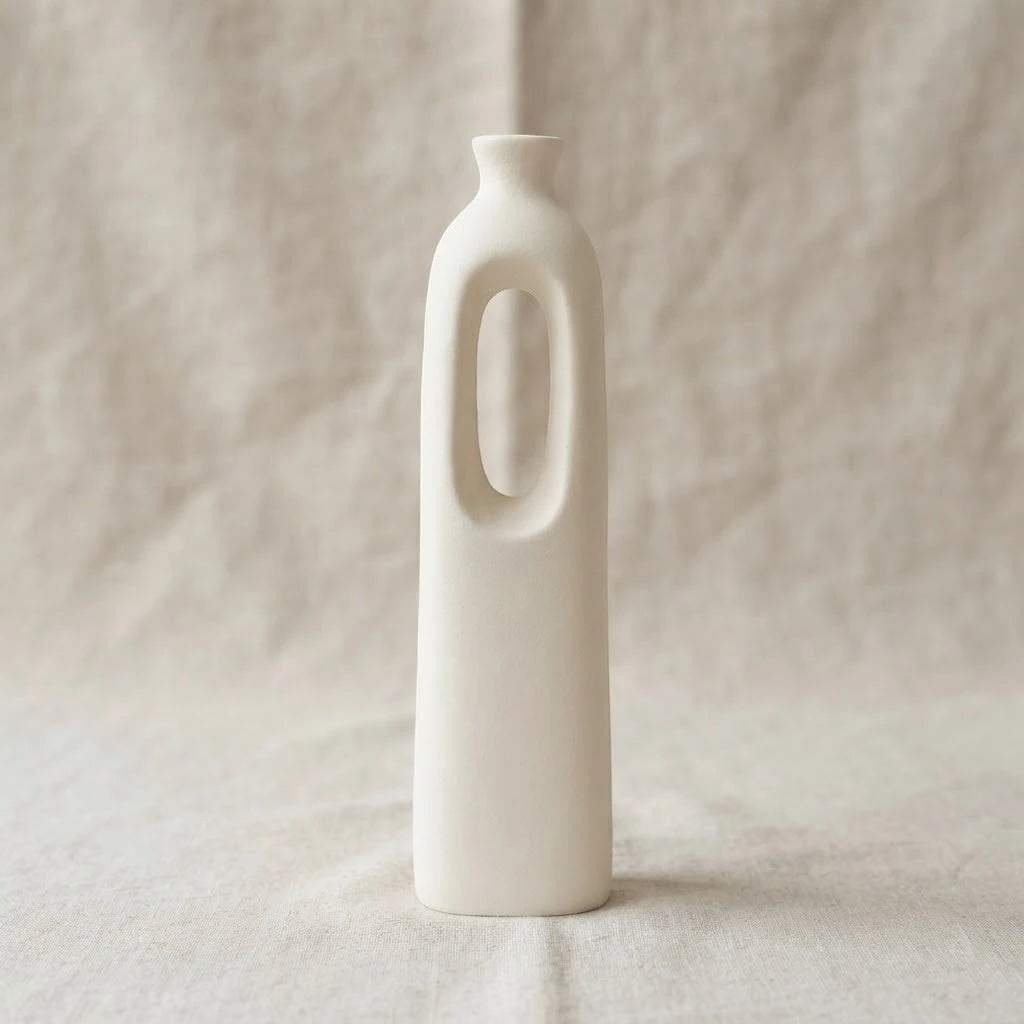ceramic vase whole white large 9''x2.5'' china