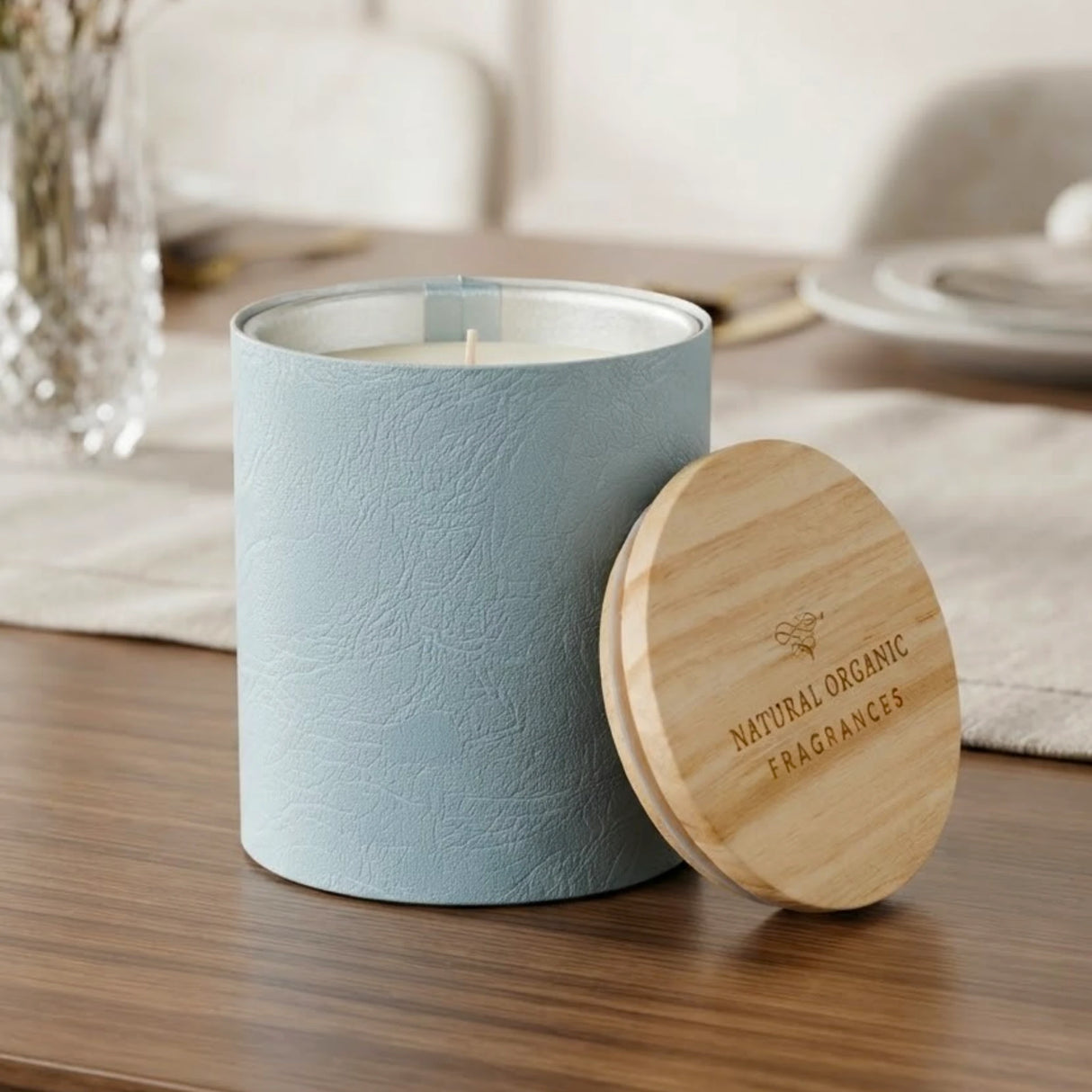 scented wax candle jar calm milky 4''x3'' china