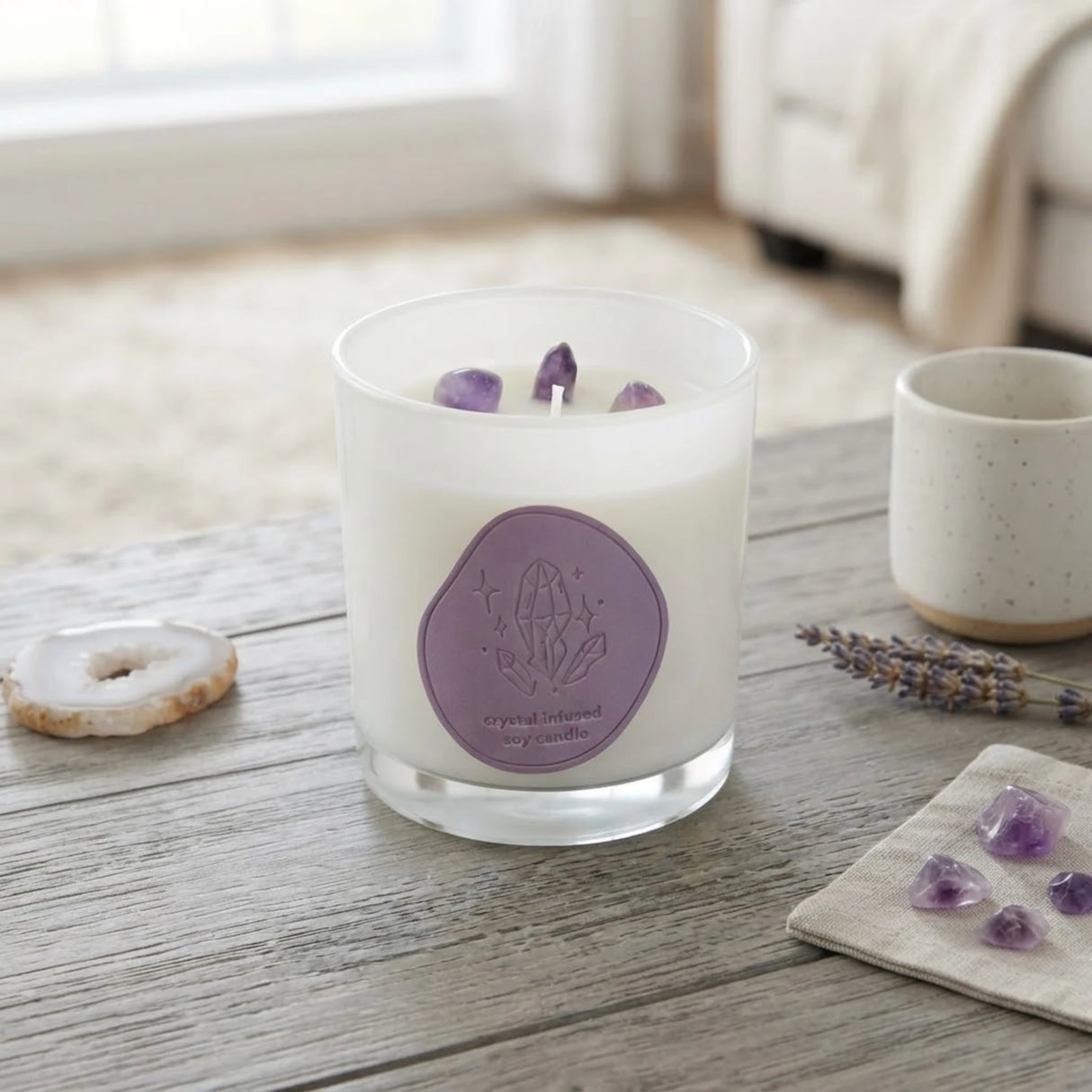 scented wax candle jar lavender 4''x3'' china