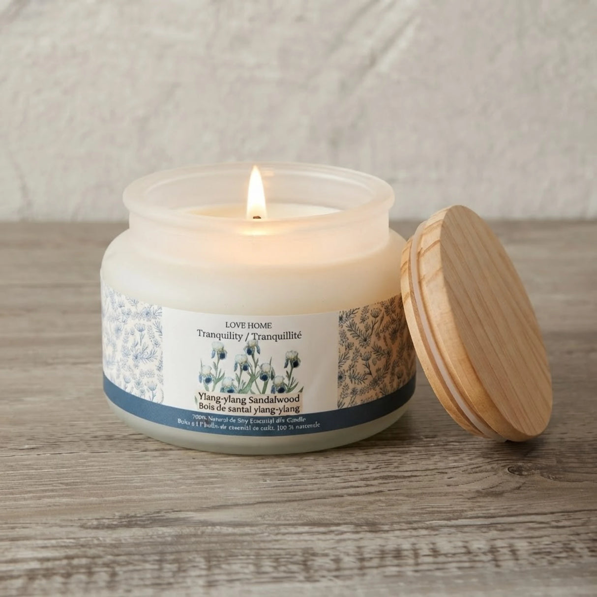 scented wax candle glass ylang sandalwood 3''x4'' china