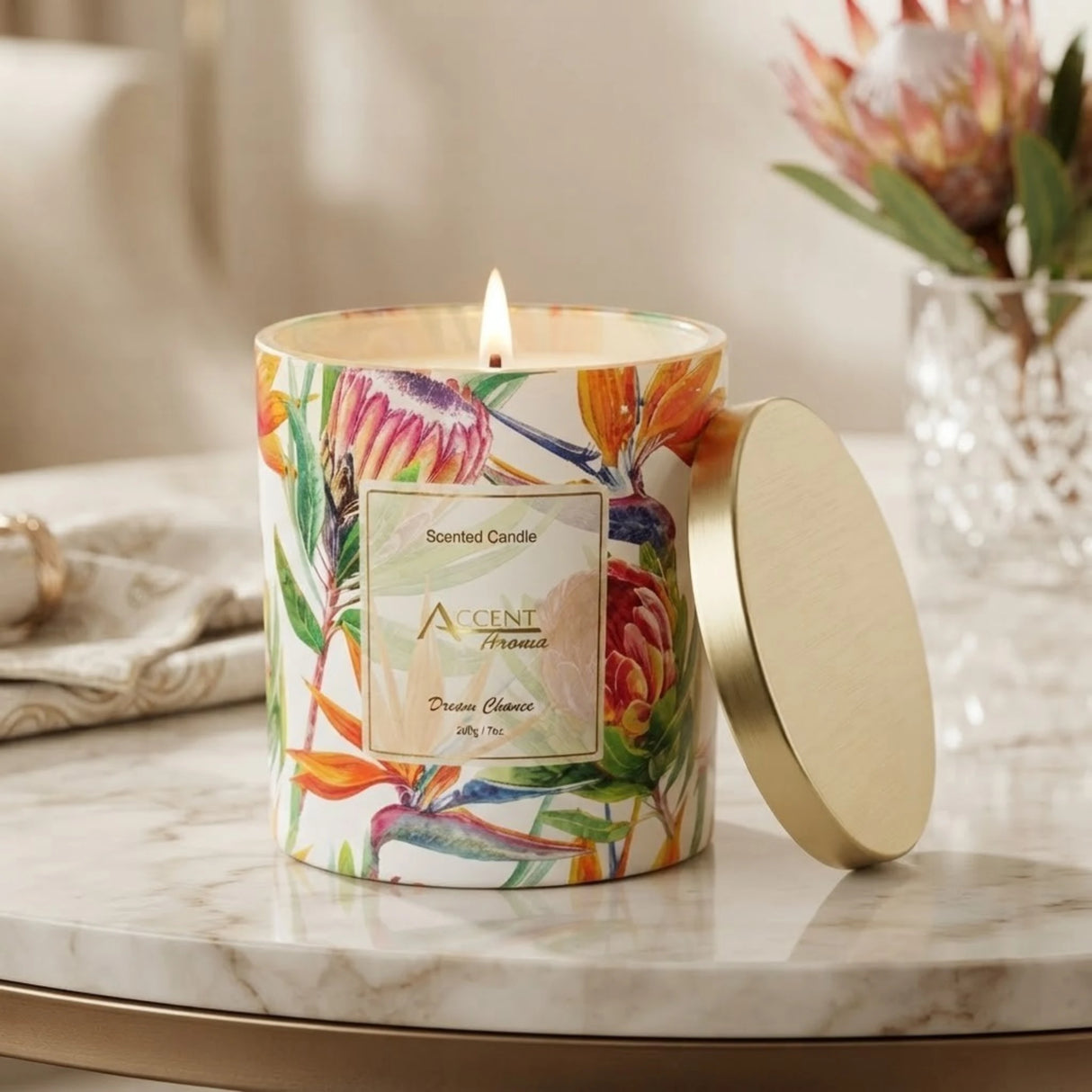 scented wax candle jar accent aroma 4"x3.5" china