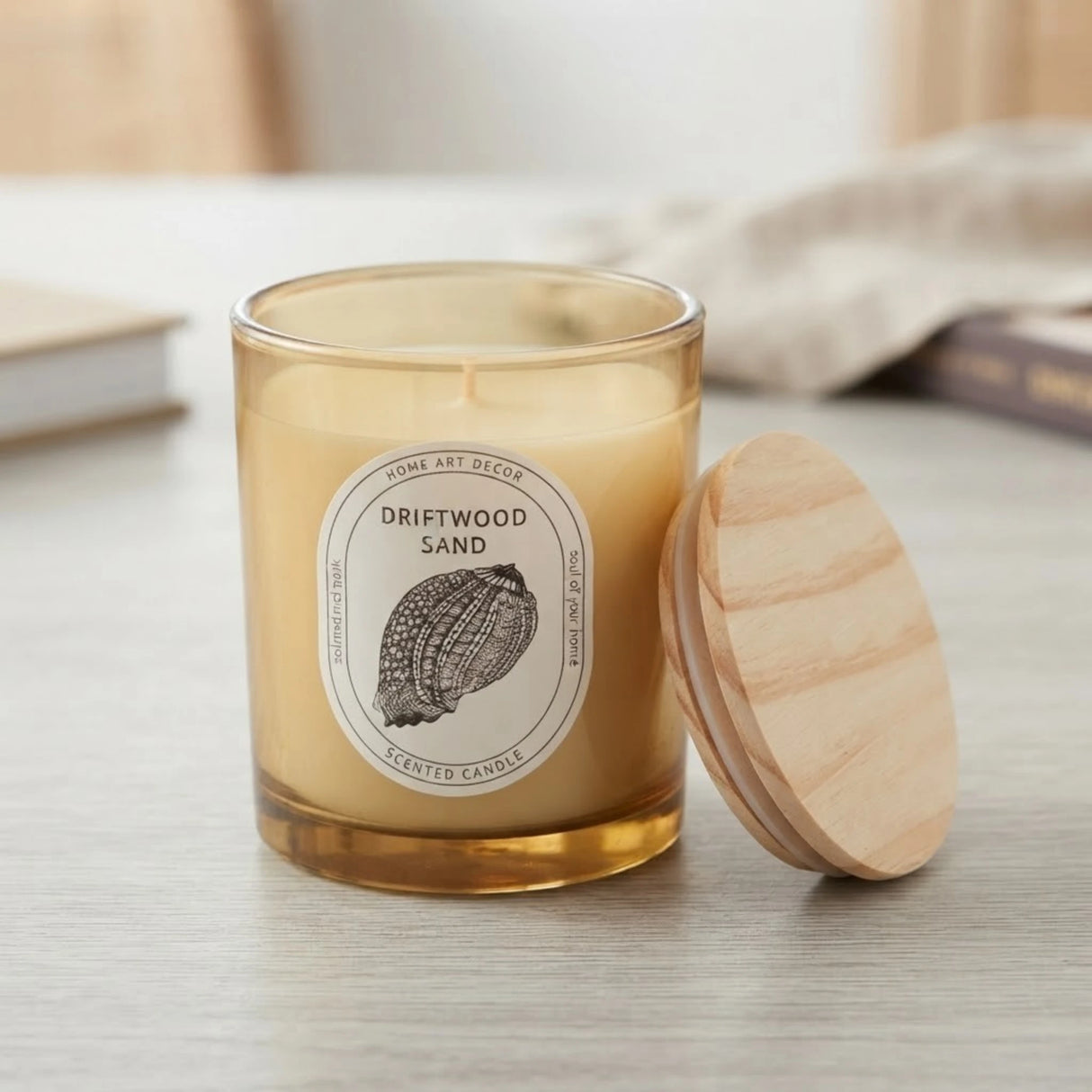 scented wax candle jar driftwood sand 4"x3.2" china