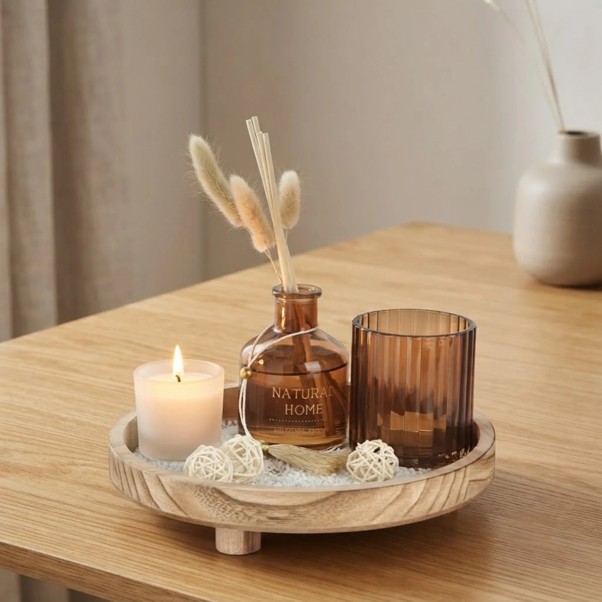 organizer plate candle & diffuser 7pc set gardenia 10''x10'' china