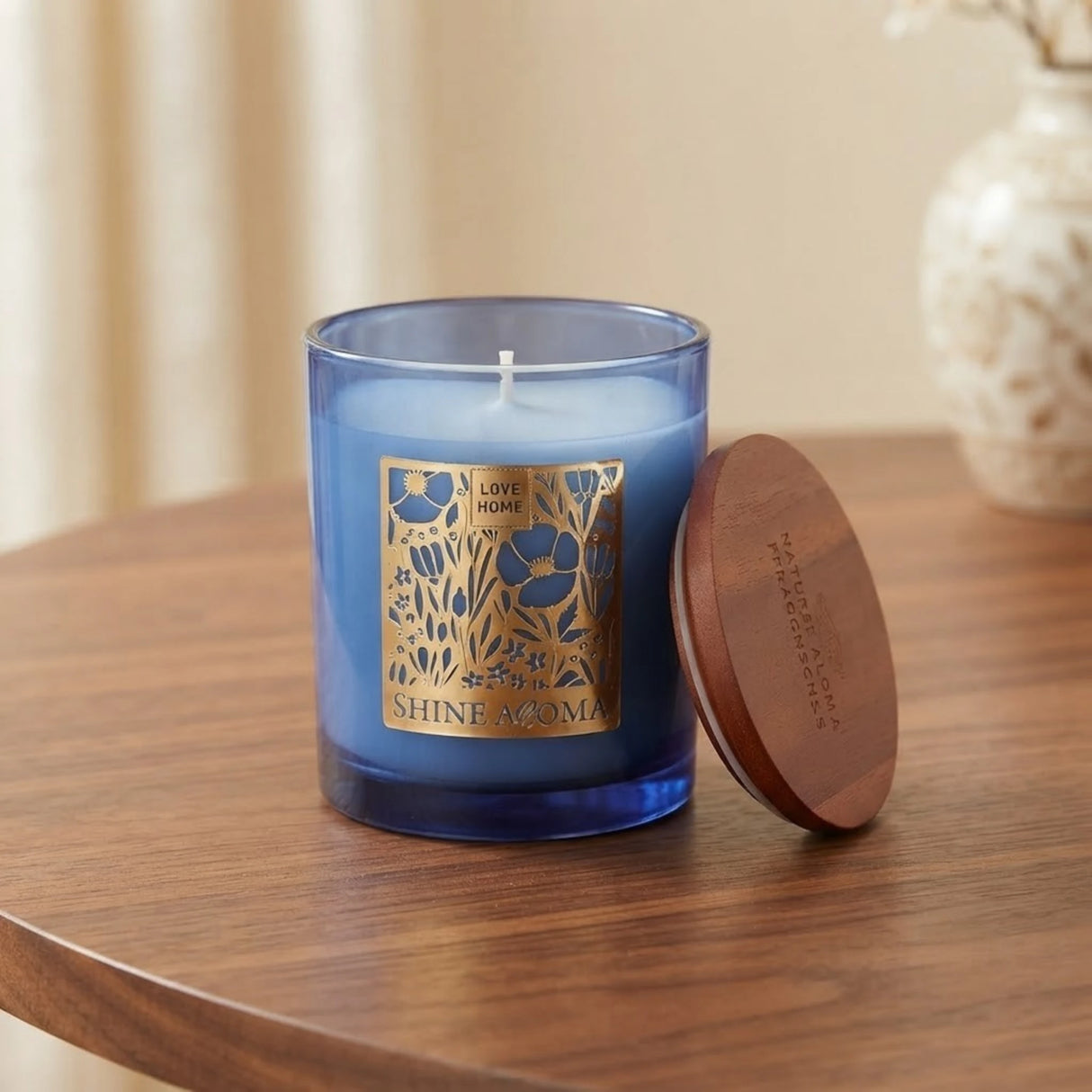 scented wax candle shine aroma blue 4"x3.2" china