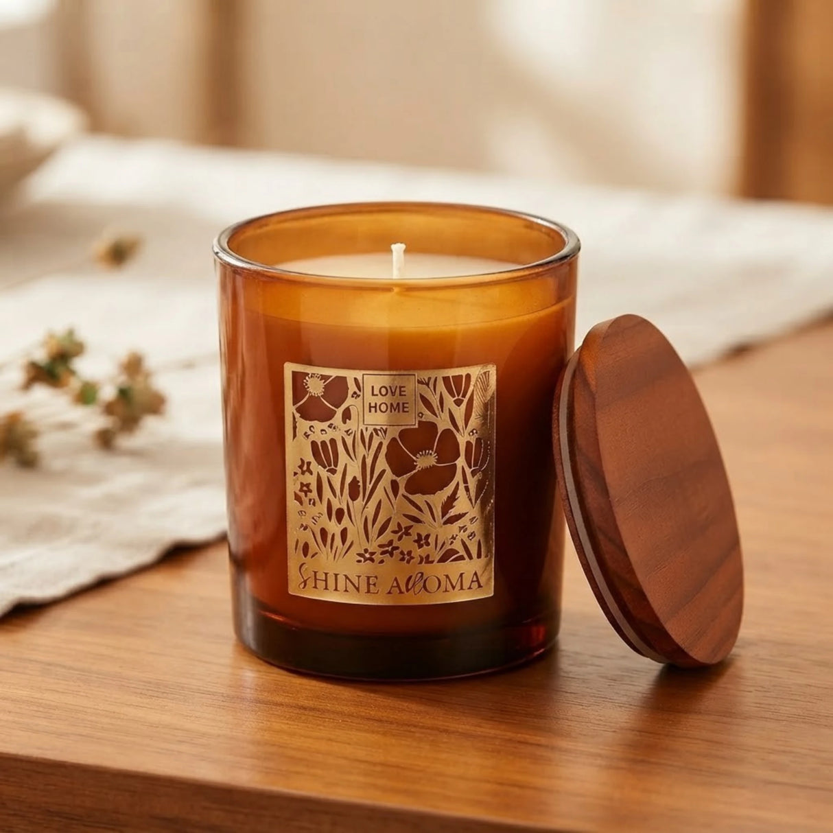 scented wax candle shine aroma brown 4"x3.2" china