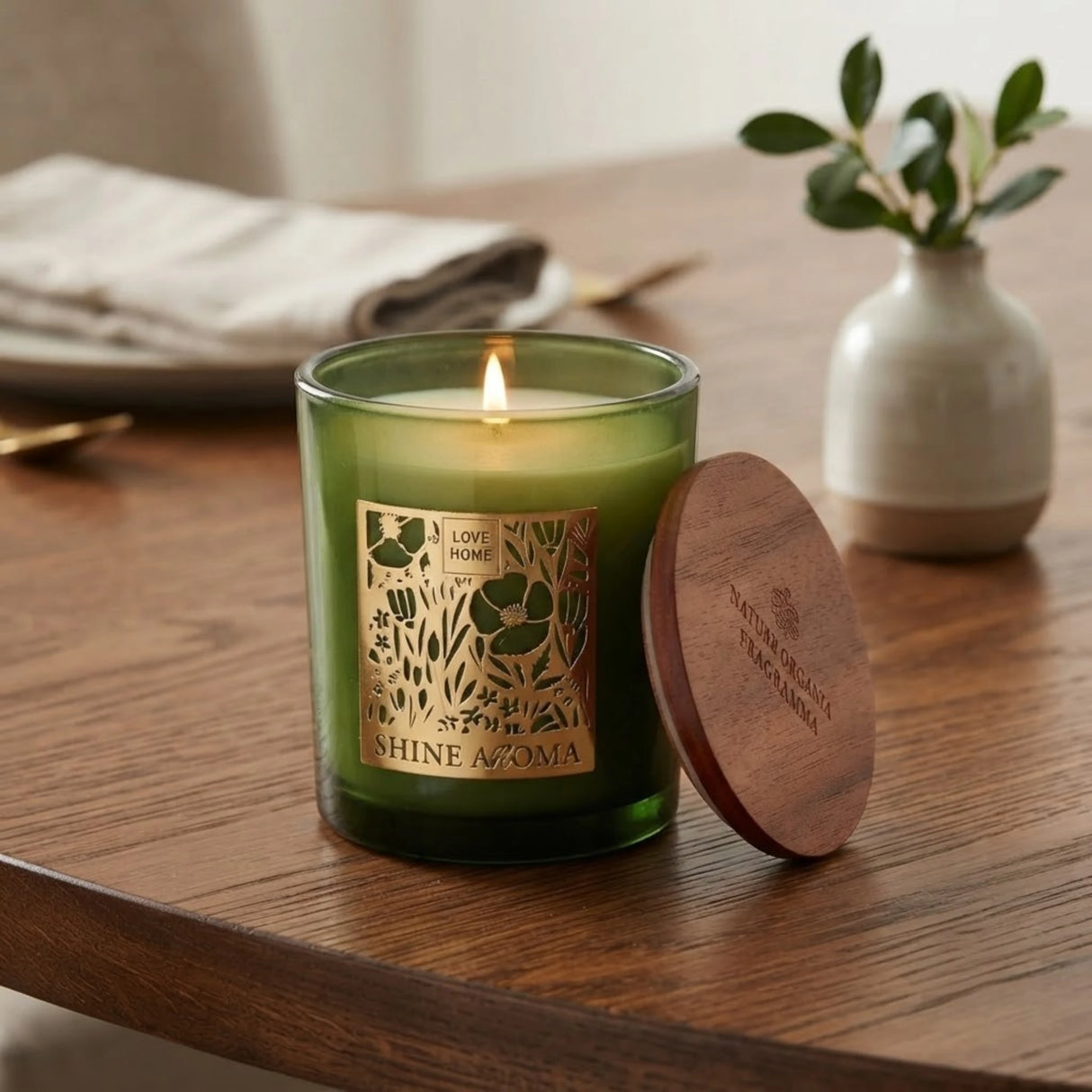 scented wax candle shine aroma green 4"x3.2" china