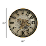 metal wall clock moving gears copper & silver 31.5''x31.5'' china