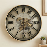 metal wall clock moving gears copper & silver 31.5''x31.5'' china