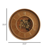 metal wall clock moving gears copper 23.5"x23.5" china