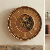 metal wall clock moving gears copper 23.5"x23.5" china