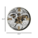 metal wall clock moving gears white 23.5"x23.5" china