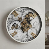 metal wall clock moving gears white 23.5"x23.5" china