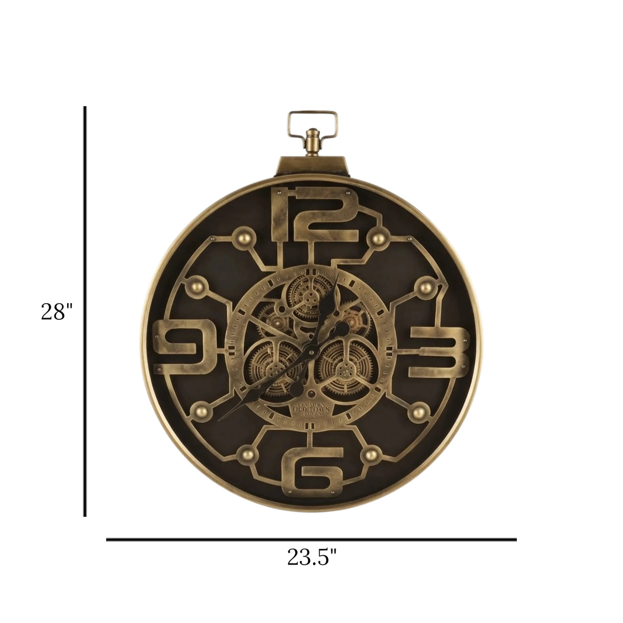 metal wall clock moving gears black & copper 28"x23.5" china
