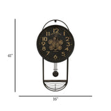 metal wall clock moving gears pendulam with shelf black 41"x16" china
