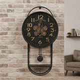 metal wall clock moving gears pendulam with shelf black 41"x16" china