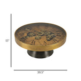 metal table clock moving gears golden & brown 15"x39.5 china